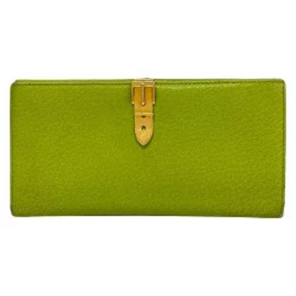 Gucci Long Wallet Yellow Green Leather